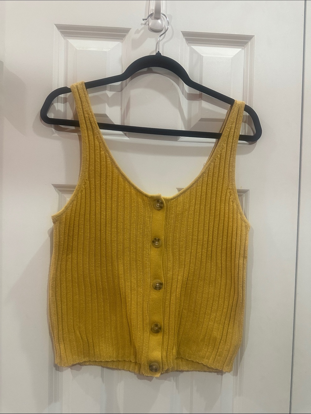 NWOT American Eagle Outfitters Mustard Yellow Ribbed Button-Front Tank size L